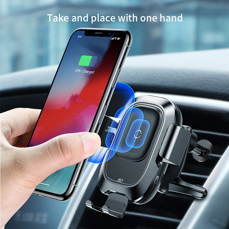 Baseus 10W Smart Vehicle Wireless Charger Phone Holder Ac Vent Type Qi Certified (WXZN-01)