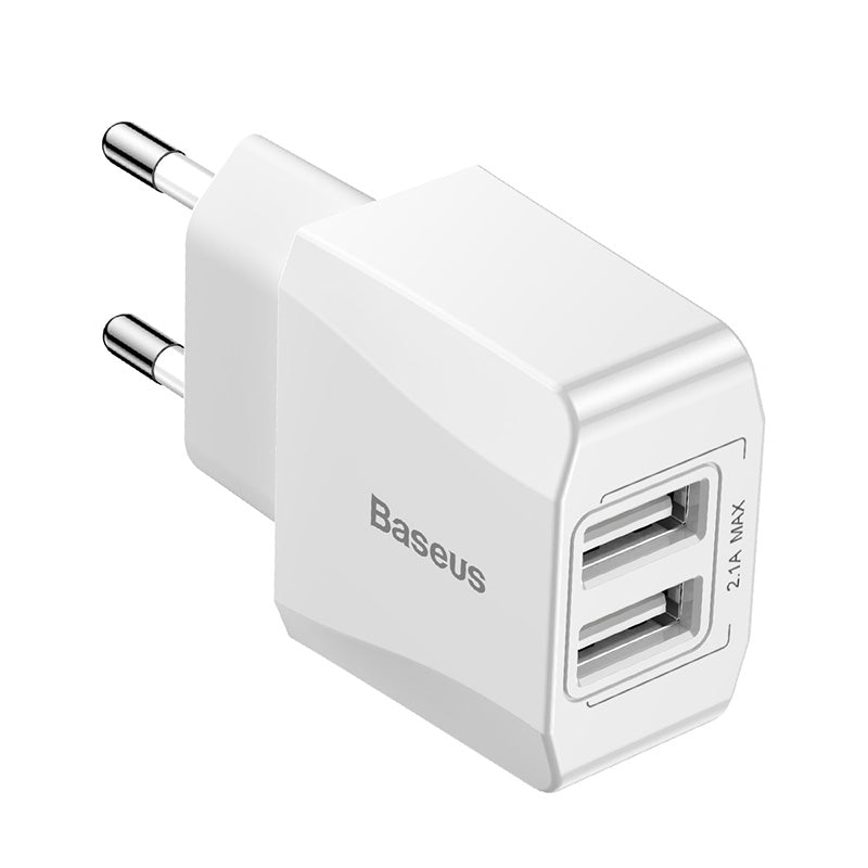Baseus Mini Dual-U Travel Charger Adapter Wall Charger 2X USB 2.1A White (CCALL-MN02)